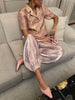 Loose Satin Lantern Pants High Waist Elastic Crepe Loose Bloomers Elegant Long High Waist Trousers Women