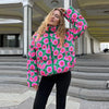 Women's Winter Jackets Printed Hooded Padded Jacket Street Female Stand Collar Long Sleeve Zipper Loose Coats Lady Outerwear