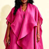 Yellow Women's Pleated Set Draped Cape Overlay Maxi Dress And Wide Leg Long Pants Two Pieces Sets Elegant 2DB7706