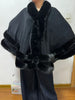 Women 2 Circle Wraps Long Faux Rabbit Fur Cape Poncho Winter Loose Thick Warm Shawl Outerwear Knitted Cloak Overcoat