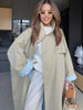 Casual Khaki Trench Coat Women Lapel Long Sleeve Double Breasted Pocket Loose Windbreaker Autumn Lady Commute Outwear