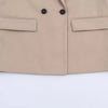 Women Lapel Loose Double Breasted Suit Jacket Solid Color Flip Pocket Long Sleeve Blazers Chic Office Lady Outfits
