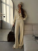 Women's Autumn Winter Knit Cardigan Pants Set Slim Fit Long Sleeve Long Trousers Simple Solid Color Sweater Suit