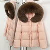 Real Fox Fur Down Coat Female Autumn Winter Warm Hooded Real Fur Duck Down Jacket Long Sleeves Outerwear Women Puffer Jacket