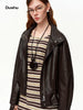 Korean Style Relaxed Motorcycle Leather Jacket Spring Casual Short Jacket for Women Sweet Cool Retro Solid