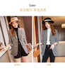 Coffee Plaid Blazer Women Tempeament Wool Long Sleeve Slim Jacket Office Ladies Work Coat Gray Tops