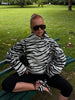 Zebra Print Asymmetric Coats Women Chic Wrap High Collar Oversized Drop‑shoulder Jacket Fall Winter Streetwear Outerwear