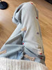 Winter Y2k Pants For Women American Embroidered Flared Jeans Thick Fleece Lined High Waist Loose Fit Denim Trousers