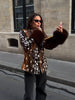 Leopard Printed Faux Fur Women's Coats Slim Lapel Single Breasted Full Sleeve Coat Autumn Winter Lady Warm Jackets