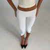 Women’s Split Hem Capri Pants Fold Over Waist Solid Color Slim Fit Cropped Pants Trousers