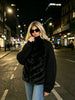 Solid Faux Fur Splicing Coats Women's Zipper Full Sleeves Stand Collar Jackets Ladies Autumn Winter Streetwear
