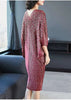 V Collar Pleats Batwing Sleeve Loose Dress For Women Print Clothing Vestido YE853