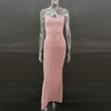 Sexy Mesh See Through Slim Evening Party Dresses Fall Winter Strap Christmas Outfits Glitter Diamond Long Dress for Women