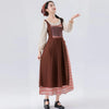 Ladies' Temperement Pastoral Style Fresh Patchwork Long Sleeve A-line Skirt Plaid And Flower Splicing High Waist U-neck Dress