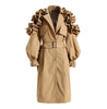 Spring Autumn Long Black Khaki Trench Coat for Women Belt Elegant Chic Stylish Designer Clothes Runway