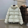 Women Down Cotton Jacket Drawstring Waist Slim Cotton Padded Jacket Winter Warm Thicken Cotton Coat Women Hooded Parkas