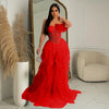 Women Tierred Mesh See Though Off Shoulder Sweetheart Collar Maxi Long Floor Length Dress Evening Sexy Party Dresses