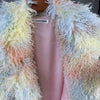 Women's Faux Fur Coat Printed Colorful Furry Coats Autumn Winter Chic Suit Collar Thick Long Overcoat 2DB5840