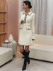 Ruffled Knit Dress Women Autumn Ribbed Contrast Long Sleeve High Waist Lapel Gown Dress Knitwear Ladies Maxi Dress