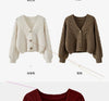 Simple Elegant Office Coat V Neck Twist Cardigan Short Sweater Loose Women Korean Style Retro Jackets Autumn Winter Clothing
