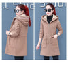 Plus Velvet Thick Lamb Plush Jacket Women Autumn Winter Parkas Lace-Up Of Hooded Loose Long Embroid Trench Coat Female