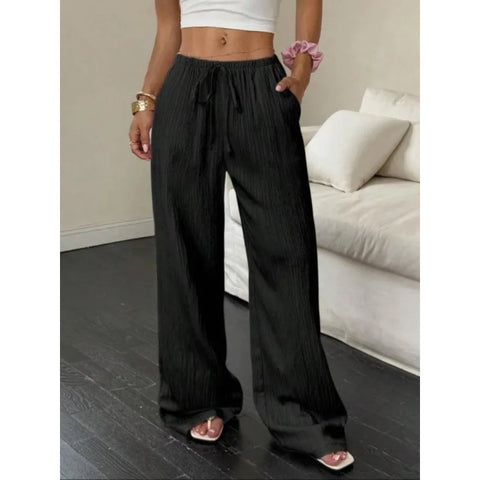 Size Women Trousers Streetwear Casual Slim Lace-up Pink Sweet Trousers Elegant Female Trousers