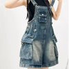 American Vintage Denim Overalls Women Wide Leg Jumpsuit Slim Fit Loose Design Youthful Style Short Romper