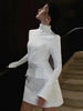Sexy Slim Mini Dress For Women Two Pocket Spring Autumn Long Sleeve A-line Solid Club Party Dress Elegant Female