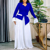 2 Piece African Clothes for Women Spring Autumn Elegant African Long Sleeve V-neck Top Long Pant Matching Sets Outfits