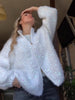 Women Fuzzy Sequin Knit Zip Up Cardigan Stand Collar Long Sleeve Oversized Loose Sweater Jacket Streetwear Outerwear