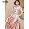 Women Long Sleeve Jacquard Dress Floral Long Dress Girls Evening Events Party Dress Chinese Style Photograph Vintage