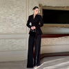 Black Blazer Jacket Pant Sets Chic Double Breasted Slim Waist Suit Coat Wide-leg Suit Trousers Spring Lady Party Outfits
