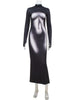 Women's Maxi Dresses Print Sheath Turtleneck Regular Long Sleeves Slim Fit Streetwear Female Vestidos Robes