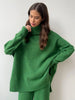 turtleneck sweater set women's European, American autumn and winter loose casual lazy thickened knitted trousers set