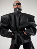 Broad Shoulders Lace up Leather Jacket Lady Zipper Solid Color Long Sleeve Loose Casual Coats Street Women's Jackets