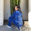 Women's Hooded Sweatshirt Suit Zipper Cardigan Diamond Street Velvet Casual Female Pants 2-piece Set