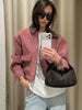 Spring Pink Casual Jacket Women's Loose Fit Streetwear Front Zipper Pockets Lounge Wear Daily Outerwear