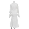White Office Women Dress Slim Square Collar Long Sleeve Ankle Length Dresses Spring Female Clothing Dress