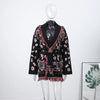 Casual Printed Cardigans Women Tassel Lace Up V-neck Full Sleeve Loose Knit Coat Female Autumn Lady Outwears