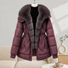 Women Large Fur Collar Warm Mid-Length Down Cotton Jacket Winter Coat Puffer Jacket Female Parkas Outerwear