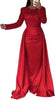 Women Party Dress Long Sleeve Sequins Empire Mesh Elegant O-neck Lady Big Swing Banquet Temperament Clothing