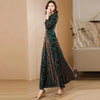 Spring Autumn Gold Velvet Long Sleeve Dress For Women High Grade Green Plush Jacquard Long Dress Female Elegant Dresses 4XL