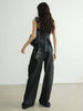 High Elastic Waist Black Pleated Ruffles Long Wide Leg Pants Trousers Women Tide Spring Autumn 1DH8255