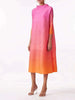 Pleated Dress Gradient Color Women Turtleneck Long Sleeves Pink Orange Dresses Female Clothing 2YA773b