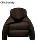 Warm Women's Detachable Scarf Collar Hooded Cotton Coat Solid Full Sleeve Buttons Pocket Thicken Jacket Winter Lady Outwear