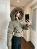 Winter Cropped Parkas for Women Faux Fur Collar Hooded Cotton-Padded Jacket Thicken Warm Bread Down Cotton Coat