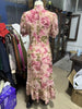 Elegant Printed Ruffle Maxi Dress Women Chic High Neck Puff Short Sleeve Waist-cinching Bodycon Dresses Lady Vacation Robes