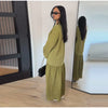 Solid Color Loose Fit Flare Sleeve Tiered Dress Crew Neck Ruffle Hem Pleated Long Maxi Dresses Spring Chic Casual Outwear