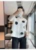 Color Contrast Polka Dot Print Pleated Cardigan Blouse Versatile Shirt Women's Short Coat Spring 2DE391
