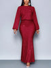 Shiny Women's Dress Spring Autumn O-neck Long Sleeve Slim Hips Banquet Long Dress Female Pleated Party Fishtail Dresses
